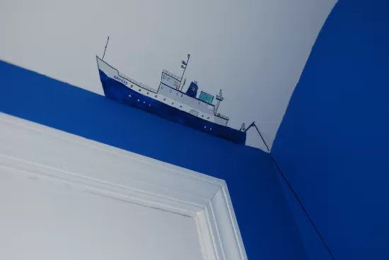 Detail of wall mural, showing E/V Nautilus