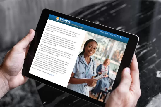 Page from ChemHAT.org displayed on an iPad.