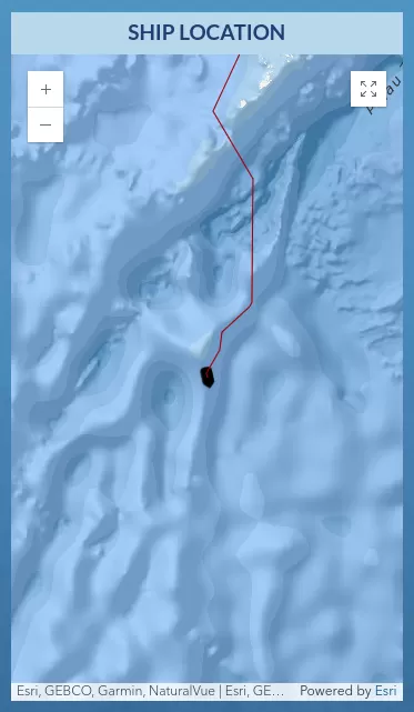 Screenshot showing the location of EV Nautilus on a web map of the ocean
