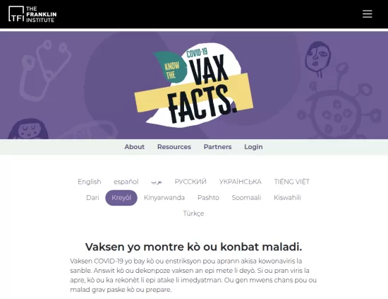 Get the Vax Facts website with language switcher