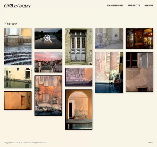 Screenshot of a photo portfolio website